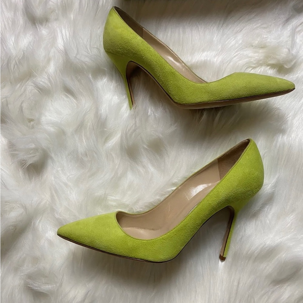 Manolo Blahnik BB 105 green suede heels pumps 38